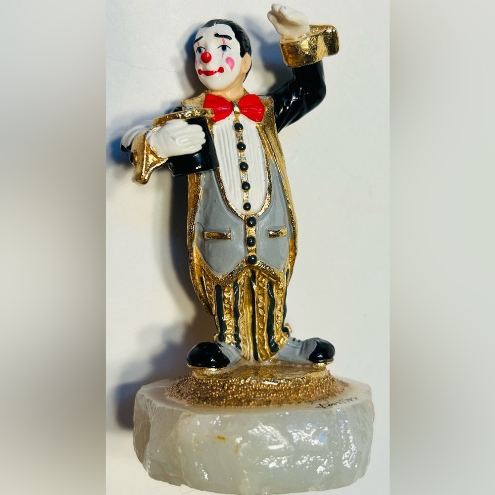 RARE Ron Lee 1999 Magician Clown Figurine 24 Kt Gold Signed Marble Base